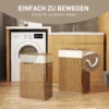 Bamboe wasmand met deksel 72 l wasverzamelaar met touwhandvatten, uitneembare waszak, wasmanden was sorteerder voor wasruimte slaapkamer badkamer bruin 7