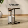 Bijzettafel salontafel in c vorm met draagtas, industriële nachtkastje met usb aansluitingen, stopcontacten voor woonkamer, slaapkamer, rustiek bruin 4