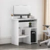 Bureau, 80 x 45 cm, computertafel, kantoor tafel met toetsenbordlade, open vakken en opbergruimtes, spaanplaat, voor thuis kantoor, slaapkamer, wit 2
