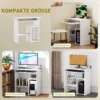 Bureau, 80 x 45 cm, computertafel, kantoor tafel met toetsenbordlade, open vakken en opbergruimtes, spaanplaat, voor thuis kantoor, slaapkamer, wit 6