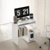 Bureau, 80 x 45 cm, computertafel, kantoor tafel met toetsenbordlade, open vakken en opbergruimtes, spaanplaat, voor thuis kantoor, slaapkamer, wit 8
