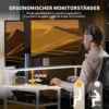 Bureau gaming tafel l vorm met plank, computertafel met monitorstandaard, stopcontact, usb oplaadpoort hoekbureau voor thuisbureau, slaapkamer, 137 x 140 x 139,5 cm wit 6