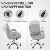 Bureaustoel, ergonomische bureaustoel met armleuning, gevoerde rugleuning, in hoogte verstelbare computerstoel met kunstleer look, draaistoel voor thuis kantoor, lichtgrijs 5