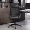 Bureaustoel, ergonomische bureaustoel met armleuning, hoofdsteun, in hoogte verstelbare draaistoel met kantelfunctie, computerstoel met kunstwol look, donkergrijs 10