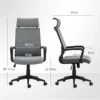 Bureaustoel, ergonomische bureaustoel met armleuning, hoofdsteun, in hoogte verstelbare draaistoel met kantelfunctie, computerstoel met kunstwol look, donkergrijs 4