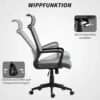 Bureaustoel, ergonomische bureaustoel met armleuning, hoofdsteun, in hoogte verstelbare draaistoel met kantelfunctie, computerstoel met kunstwol look, donkergrijs 7