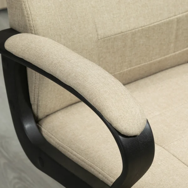 Bureaustoel, ergonomische bureaustoel met hoofdsteun, in hoogte verstelbare computerstoel met linnenlook, draaistoel voor thuiswerk, beige 10