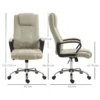 Bureaustoel, ergonomische bureaustoel met hoofdsteun, in hoogte verstelbare computerstoel met linnenlook, draaistoel voor thuiswerk, beige 4