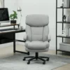Bureaustoel, ergonomische bureaustoel met kantelfunctie, linnenlook, in hoogte verstelbare pc stoel met draaifunctie, dikke kussens, tot 200 kg belastbaar, voor thuiswerk, lichtgrijs 9