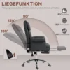 Bureaustoel, ergonomische bureaustoel met ligfunctie, lendenkussen, in hoogte verstelbare computerstoel met voetensteun, draaifunctie, voor thuiswerk, kunstleer, zwart 7