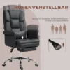 Bureaustoel, ergonomische bureaustoel met ligfunctie, lendenkussen, in hoogte verstelbare computerstoel met voetensteun, draaifunctie, voor thuiswerk, kunstleer, zwart 8