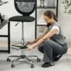 Bureaustoel ergonomische bureaustoel met verstelbare voetenring, in hoogte verstelbare computerstoel met netbekleding, kantoorstoel, draaistoel zwart 10