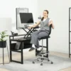 Bureaustoel ergonomische bureaustoel met verstelbare voetenring, in hoogte verstelbare computerstoel met netbekleding, kantoorstoel, draaistoel zwart 2