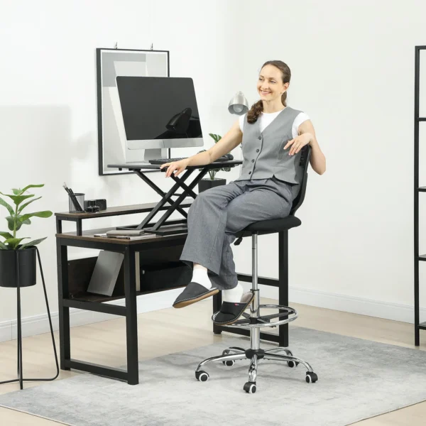 Bureaustoel ergonomische bureaustoel met verstelbare voetenring, in hoogte verstelbare computerstoel met netbekleding, kantoorstoel, draaistoel zwart 2