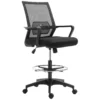 Bureaustoel ergonomische bureaustoel met verstelbare voetenring, lendensteun, in hoogte verstelbare draaistoel met netbekleding, kantelfunctie, computerstoel, zwart 1