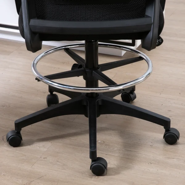 Bureaustoel ergonomische bureaustoel met verstelbare voetenring, lendensteun, in hoogte verstelbare draaistoel met netbekleding, kantelfunctie, computerstoel, zwart 10