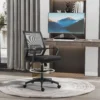 Bureaustoel ergonomische bureaustoel met verstelbare voetenring, lendensteun, in hoogte verstelbare draaistoel met netbekleding, kantelfunctie, computerstoel, zwart 2