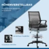 Bureaustoel ergonomische bureaustoel met verstelbare voetenring, lendensteun, in hoogte verstelbare draaistoel met netbekleding, kantelfunctie, computerstoel, zwart 5