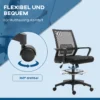 Bureaustoel ergonomische bureaustoel met verstelbare voetenring, lendensteun, in hoogte verstelbare draaistoel met netbekleding, kantelfunctie, computerstoel, zwart 7