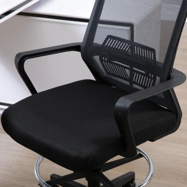 Bureaustoel ergonomische bureaustoel met verstelbare voetenring, lendensteun, in hoogte verstelbare draaistoel met netbekleding, kantelfunctie, computerstoel, zwart 9