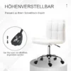 Bureaustoel, ergonomische bureaustoel zonder armleuningen, in hoogte verstelbare draaistoel, computerstoel voor kantoor, studeerkamer, kunstleer, wit 5