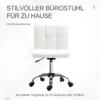 Bureaustoel, ergonomische bureaustoel zonder armleuningen, in hoogte verstelbare draaistoel, computerstoel voor kantoor, studeerkamer, kunstleer, wit 6