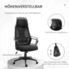 Bureaustoel, in hoogte verstelbare bureaustoel met kantelfunctie draaistoel met armleuning, hoofdsteun, lendensteun bureaustoel met netstof look, zwart 5
