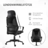 Bureaustoel, in hoogte verstelbare bureaustoel met kantelfunctie draaistoel met armleuning, hoofdsteun, lendensteun bureaustoel met netstof look, zwart 7