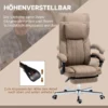Bureaustoel met 5 massagestanden, ergonomische bureaustoel met verstelbare rugleuning, hoofdsteun, voetensteun, in hoogte verstelbare draaistoel met afstandsbediening, linnenlook, bruin 6