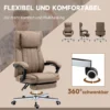 Bureaustoel met 5 massagestanden, ergonomische bureaustoel met verstelbare rugleuning, hoofdsteun, voetensteun, in hoogte verstelbare draaistoel met afstandsbediening, linnenlook, bruin 9