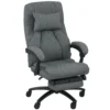 Bureaustoel met massagefunctie, ergonomische bureaustoel met ligfunctie, hoofdsteun met usb interface in hoogte verstelbaar draaibare directiestoel met linnenlook, donkergrijs 1