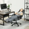 Bureaustoel met massagefunctie, ergonomische bureaustoel met ligfunctie, hoofdsteun met usb interface in hoogte verstelbaar draaibare directiestoel met linnenlook, donkergrijs 2