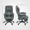 Bureaustoel met massagefunctie, ergonomische bureaustoel met ligfunctie, hoofdsteun met usb interface in hoogte verstelbaar draaibare directiestoel met linnenlook, donkergrijs 4