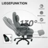 Bureaustoel met massagefunctie, ergonomische bureaustoel met ligfunctie, hoofdsteun met usb interface in hoogte verstelbaar draaibare directiestoel met linnenlook, donkergrijs 6