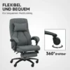 Bureaustoel met massagefunctie, ergonomische bureaustoel met ligfunctie, hoofdsteun met usb interface in hoogte verstelbaar draaibare directiestoel met linnenlook, donkergrijs 8