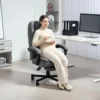 Bureaustoel met massagefunctie, ergonomische bureaustoel met ligfunctie, in hoogte verstelbare draaistoel met voetensteun, grijs 10
