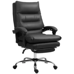 Bureaustoel met massagefunctie, ergonomische bureaustoel met ligfunctie, verwarmingsfunctie, in hoogte verstelbare computerstoel met voetensteun, draaifunctie, zwart 1