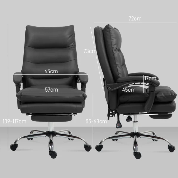 Bureaustoel met massagefunctie, ergonomische bureaustoel met ligfunctie, verwarmingsfunctie, in hoogte verstelbare computerstoel met voetensteun, draaifunctie, zwart 4
