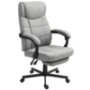 Bureaustoel met massagefunctie ergonomische directiestoel met ligfunctie voetensteun hoogteverstelbaar 360° draaibaar bureau stoel computerstoel met linnenlook, grijs 1