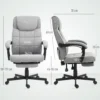 Bureaustoel met massagefunctie ergonomische directiestoel met ligfunctie voetensteun hoogteverstelbaar 360° draaibaar bureau stoel computerstoel met linnenlook, grijs 4