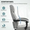 Bureaustoel met massagefunctie ergonomische directiestoel met ligfunctie voetensteun hoogteverstelbaar 360° draaibaar bureau stoel computerstoel met linnenlook, grijs 6