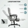 Bureaustoel met massagefunctie ergonomische directiestoel met ligfunctie voetensteun hoogteverstelbaar 360° draaibaar bureau stoel computerstoel met linnenlook, grijs 8