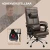 Bureaustoel met massagefunctie, ergonomische directiestoel met verwarming, ligfunctie, lendensteun en hoofdkussen, in hoogte verstelbare draaistoel met schommelfunctie, voetsteun, koffie 6