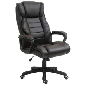 Bureaustoel met massagefunctie, ergonomische directiestoel met vibratiemassage, schommelfunctie, in hoogte verstelbare bureaustoel draaistoel, bruin 1