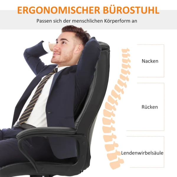 Bureaustoel met massagefunctie, ergonomische directiestoel met vibratiemassage, schommelfunctie, in hoogte verstelbare bureaustoel draaistoel, bruin 5