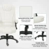 Bureaustoel met vibratiemassage, ergonomische bureaustoel met verwarming , ligfunctie, in hoogte verstelbare directiestoel met afstandsbediening, zijtas, linnenlook, crèmewit 10