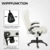 Bureaustoel met vibratiemassage, ergonomische bureaustoel met verwarming , ligfunctie, in hoogte verstelbare directiestoel met afstandsbediening, zijtas, linnenlook, crèmewit 7