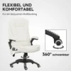 Bureaustoel met vibratiemassage, ergonomische bureaustoel met verwarming , ligfunctie, in hoogte verstelbare directiestoel met afstandsbediening, zijtas, linnenlook, crèmewit 9