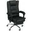 Bureaustoel met vibratiemassage ergonomische directeursstoel met rugverwarmer, ligfunctie, voetensteun, verstelbare hoogte bureaustoel, draaistoel met zijvak, zwart 1