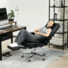 Bureaustoel met vibratiemassage ergonomische directeursstoel met rugverwarmer, ligfunctie, voetensteun, verstelbare hoogte bureaustoel, draaistoel met zijvak, zwart 10